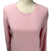 Casual Corner Womens Sweater Rose Pink Stretch Knit Top Long Sleeve Sz L - £23.97 GBP