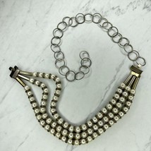 Chunky Faux Pearl Drape Chain Link Belt Size Small S - $16.82