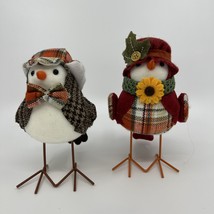 Two (2) Fall Felt Birds Plaid Fabric Autumn 7&quot; Home Decor Cottage Core C... - $168.24 MXN