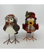 Two (2) Fall Felt Birds Plaid Fabric Autumn 7&quot; Home Decor Cottage Core C... - €7,72 EUR