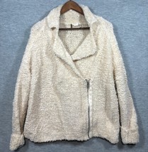Free People Womens S Wool Blend Cream Fuzzy Jacket Asymmetrical Zip - $29.58