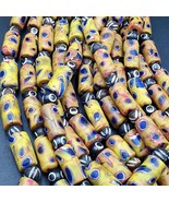 Vintage antique african style glass and bone eyes beads 24 inch long str... - $55.23