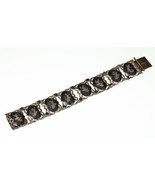 Vintage Thai Silver Siam Niello Enamel Panel Bracelet 7.25&quot; - $200.04 CAD