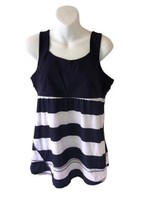 Lululemon Workout Athletic Yoga Striped Navy Blue &amp; White Color Tank Top Size 12 - £16.30 GBP