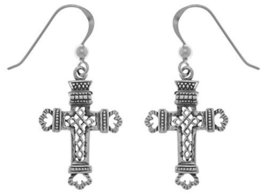 Jewelry Trends Celtic Medieval Cross Sterling Silver Dangle Earrings - £35.38 GBP