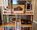Wooden Dollhouse, Over 4 Feet Tall with Porch Swing and 14 Accessories - £120.02 GBP