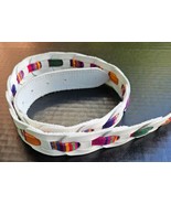 Womens 30&quot; Southwest Woven White Leather Chain Loop Style Belt Size M/L  - $227.89 MXN