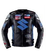  Men,s Suzuki Black &amp; Blue Cowhide Leather Motorcycle Jacket CE-APROVED ... - $2,606.99 MXN