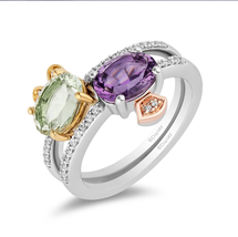 Disney 1/6 CTW Diamond with Green and Purple Amethyst Stepsisters Stackable Ring - £39.54 GBP