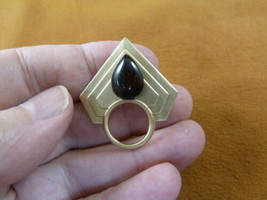E794-7 brown Agate on striped arrow brass Eyeglass pin pendant ID badge holder - £12.40 GBP