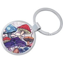 Colorful Mushrooms Keychain - Includes 1.25 Inch Loop for Keys or Backpack - £8.44 GBP