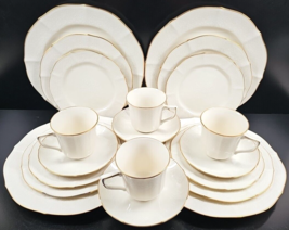 (4) Noritake Chandon 5 Pc Place Settings White Floral Gold Trim Elegant ... - $234.50