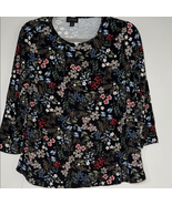 J. Jill Black and Red Relaxed Blouse Floral - €10,09 EUR