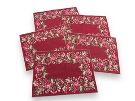 5 pk Vtg April Cornell Pink Red Green Flowers ~14x20” Floral Placemats 1999 - £22.89 GBP