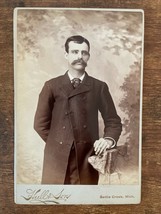 Vintage Cabinet Card. Man standing by Hull and Son in Battle Creek, Michigan - £10.48 GBP