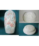 Phoenix Consolidated Frosted Glass Relief Cherries Deco 1930s Vase Trink... - $2,338.90 MXN