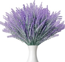 Ozera 12 Bundle Lavender Flowers Fake Flowers Outdoor, Artificial, Gray Purple - £26.36 GBP