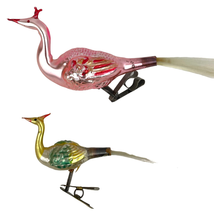 Antique German Blown Glass Clip on Birds with Tails Christmas Ornaments VTG - £56.55 GBP