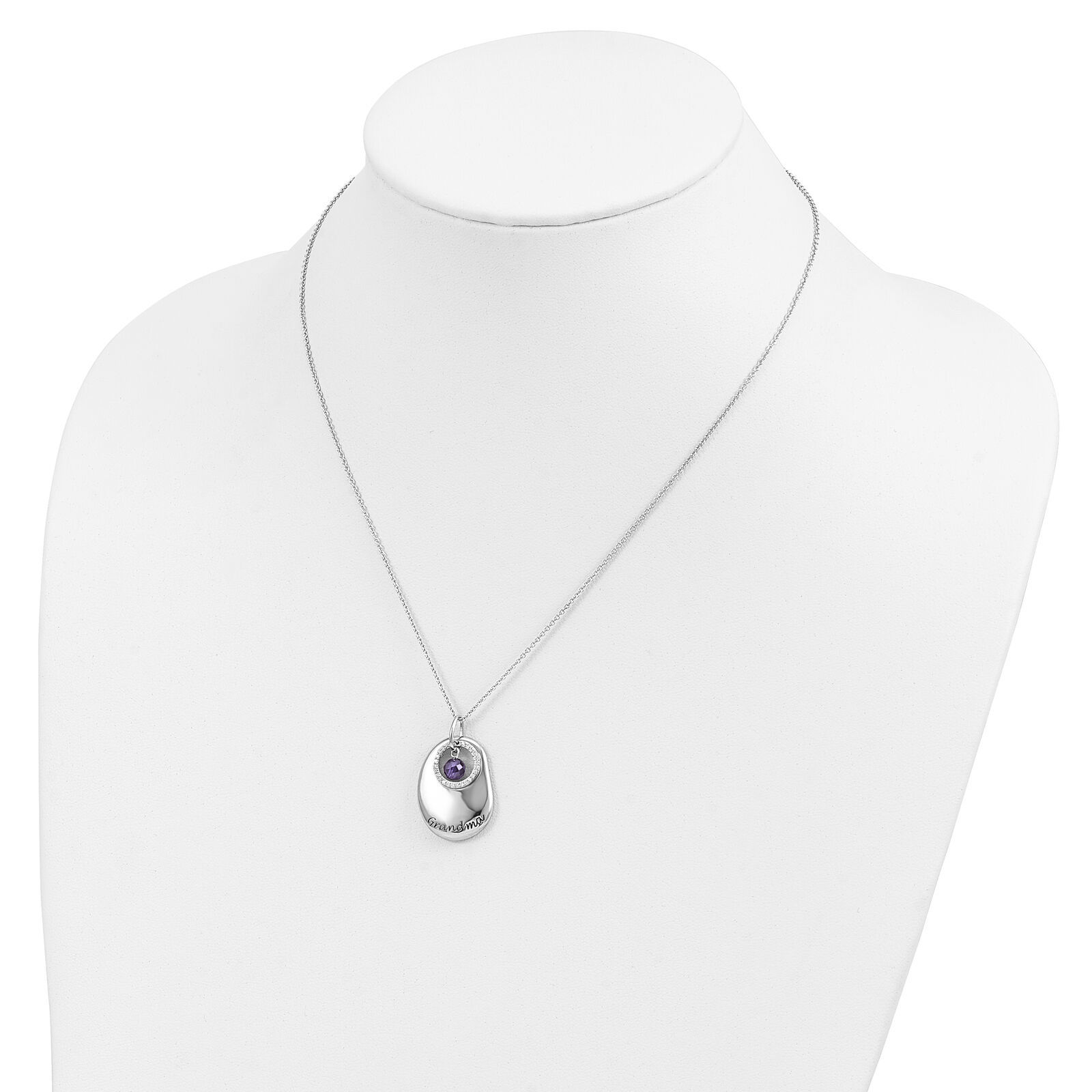 Sentimental Expressions Silver  Antiqued CZ For You Grandma 18in. Necklace QSX59 Item image 5
