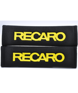 2 pieces (1 PAIR) Recaro Embroidery Seat Belt Cover Pads (Yellow on Blac... - £13.36 GBP