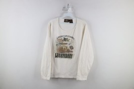 Vtg Harley Davidson Womens XL Distressed Sequin Long Sleeve T-Shirt White USA - £29.56 GBP