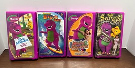 Lot of 4 Barney VHS Tapes Purple Clam Shell Movin and groovin, beach party ++ - £19.98 GBP