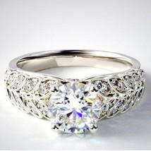 Real 2.05ct Round Brilliant Bridal Diamond Engagement Ring Solid Sterling Silver - £95.73 GBP