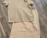 Vtg 60&#39;s Suit Saul Villa Galerie Villasette Blouse Skirt Beige Stripe It... - $77.39