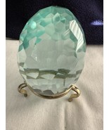 Gorgeous Aquamarine Egg Shaped Multi Faceted Crystal Paperweight 3&quot; Bras... - €16,10 EUR
