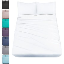 Full Size Sheet Sets - Hotel Luxury 1800 White Sheet - 15 Deep Pocket Bed Sheets - £28.78 GBP