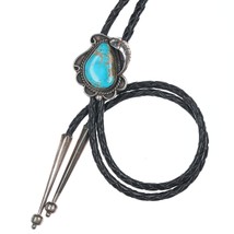 Vintage Native American Sterling pear shaped turquoise bolo tie - £107.30 GBP