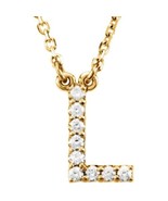 Precious Stars 14K Yellow Gold .08CTW White Diamond Initial L Pendant Ne... - £290.77 GBP