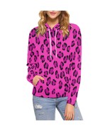 Women&#39;s Pink Leopard All Over Print Hoodie (USA Size) - £31.06 GBP