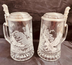 Fiye Domex  Soaring Eagles Pewter Beer Stein/Tankard Italian (2) Vintage Glass - £31.17 GBP
