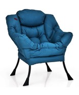 Modern Cushioned Accent Chair with Side Pocket in Navy Blue Upholstered ... - €209,39 EUR