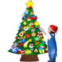 4 Ft Diy Lighted Felt Christmas Tree For Kids Wall Toddler Felt Christma... - $33.99