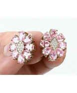 2.50Ct Pear Cut Simulated Pink Sapphire Flower Earrings 14K Yellow Gold ... - £111.98 GBP