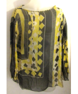 Jean Paul Gaultier Women&#39;s Sheer Geometric Maille Blouse Black Yellow Si... - $9,405.71 MXN