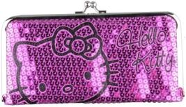 Hello Kitty SLGS Fusia Pink Sequin Frame Coin Credit Card Wallet - $11.94