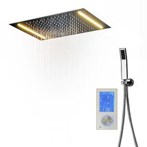 Cascada Digital Thermostatic 14&quot; x 20&quot; Square White LED Shower System (C... - £1,392.38 GBP+