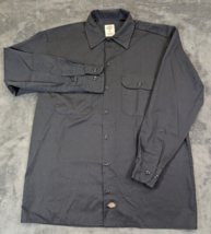 DICKIES Long Sleeve Shirt Men&#39;s Medium Black Button Up Pockets Workwear ... - $13.06