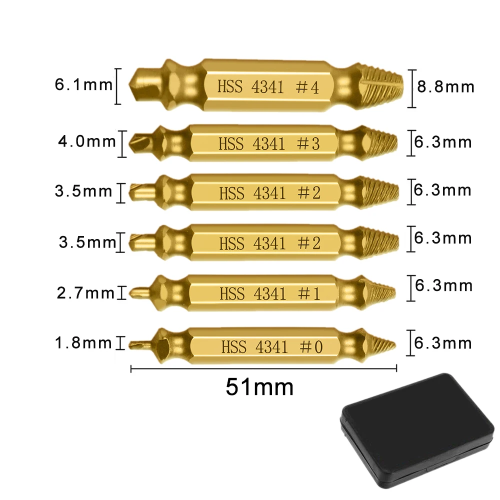 4/5/6 PCS Damaged Screw Extractor Drill Bit Set Take Out Broken Screw Bolt Remov - £130.45 GBP