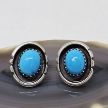 Signed RB Running Bear Native American 925 Sterling Silver Turquoise Ear... - $69.95