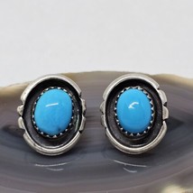 Signed RB Running Bear Native American 925 Sterling Silver Turquoise Ear... - £56.25 GBP