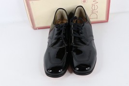 NOS Vtg 90s Streetwear Womens 9.5 B Patent Leather Chunky Heel Shoes Bla... - £78.81 GBP