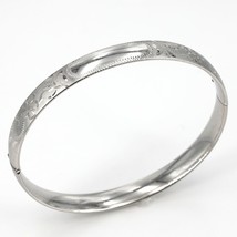 Vintage Marathon Sterling Silver Floral Hinged Bangle Bracelet ~ No Monogram - £20.46 GBP