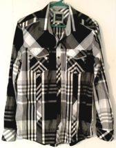 7 Diamond button close shirt size M men long sleeve, plaid, 100%cotton - $10.15