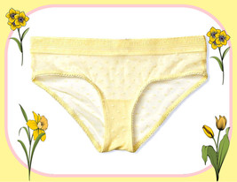 XL Sunny Lemon Yellow All Over Mesh Dot LOGO Victorias Secret Hiphugger Pantie  - £8.81 GBP