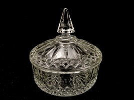 Indiana Glass Candy Dish w/Lid, Princess Pattern, Diamonds &amp; Cuts, Starburst - $29.35