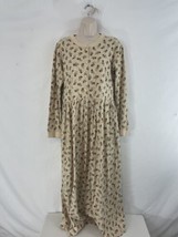 Eddie Bauer Womens S Tall Tan Floral Cotton Flannel Granny Night Gown - £22.94 GBP